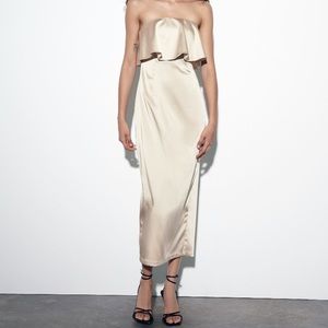 NWT! Zara Strapless Satin Effect Dress - Size Medium